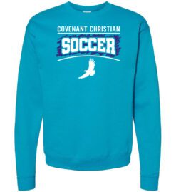 Teal Crewneck Sweatshirt (Covenant Christian Soccer Design B)