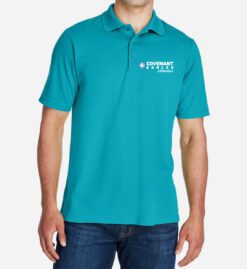 Men's Clear Teal Performance Polo (Covenant Christian Athletics)