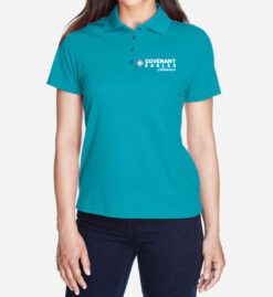 Women's Clear Teal Performance Polo (Covenant Christian Athletics)