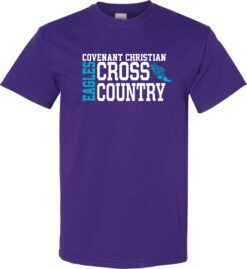 Purple Short Sleeve T-Shirt (Covenant Christian Cross Country Design A)