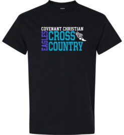 Black Short Sleeve T-Shirt (Covenant Christian Cross Country Design A)