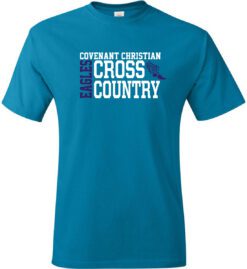 Teal Short Sleeve T-Shirt (Covenant Christian Cross Country Design A)