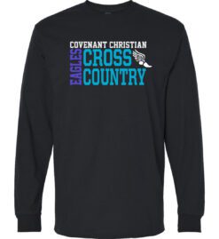 Black Long Sleeve T-Shirt (Covenant Christian Cross Country Design A)