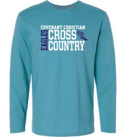Teal Long Sleeve T-Shirt (Covenant Christian Cross Country Design A)