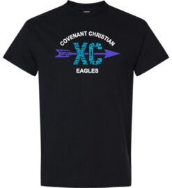 Black Short Sleeve T-Shirt (Covenant Christian Cross Country Design B)
