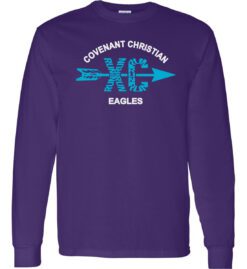 Purple Long Sleeve T-Shirt (Covenant Christian Cross Country Design B)