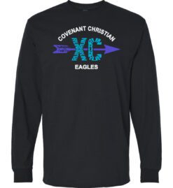 Black Long Sleeve T-Shirt (Covenant Christian Cross Country Design B)