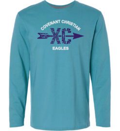 Teal Long Sleeve T-Shirt (Covenant Christian Cross Country Design B)