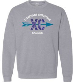Sport Gray Crewneck Sweatshirt (Covenant Christian Cross Country Design B)