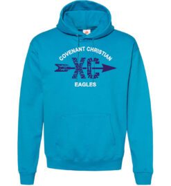 Teal Hoodie (Covenant Christian Cross Country Design B)