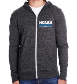 Black Triblend Full-Zip Light Hoodie (Moran Elementary Design C)