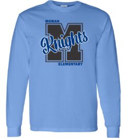 Carolina Blue Long Sleeve T-Shirt (Moran Elementary Design D)