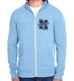 Royal Triblend Full-Zip Light Hoodie (Moran Elementary Design D)