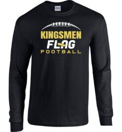 Black Long Sleeve T-Shirt (Kingsmen Flag Football Design A)