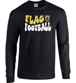 Black Long Sleeve T-Shirt (Kingsmen Flag Football Design B)