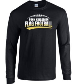 Black Long Sleeve T-Shirt (Kingsmen Flag Football Design C)