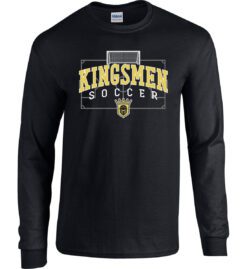 Black Long Sleeve T-Shirt (Kingsmen Soccer Design F)
