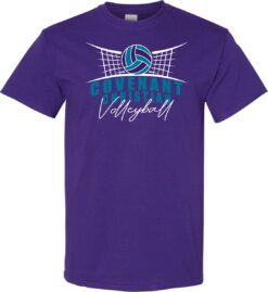 Purple Short Sleeve T-Shirt (Covenant Christian Volleyball Design A)