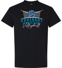 Black Short Sleeve T-Shirt (Covenant Christian Volleyball Design A)