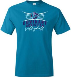 Teal Short Sleeve T-Shirt (Covenant Christian Volleyball Design A)
