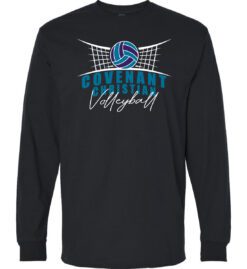 Black Long Sleeve T-Shirt (Covenant Christian Volleyball Design A)