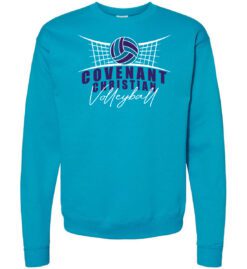 Teal Crewneck Sweatshirt (Covenant Christian Volleyball Design A)