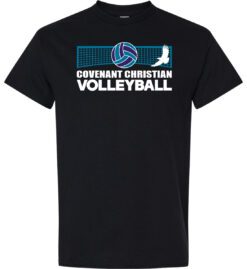 Black Short Sleeve T-Shirt (Covenant Christian Volleyball Design B)