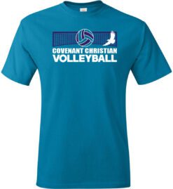 Teal Short Sleeve T-Shirt (Covenant Christian Volleyball Design B)