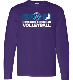 Purple Long Sleeve T-Shirt (Covenant Christian Volleyball Design B)