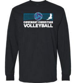 Black Long Sleeve T-Shirt (Covenant Christian Volleyball Design B)