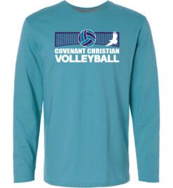 Teal Long Sleeve T-Shirt (Covenant Christian Volleyball Design B)