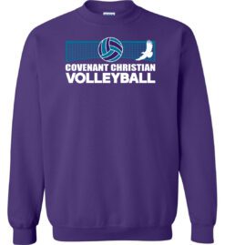 Purple Crewneck Sweatshirt (Covenant Christian Volleyball Design B)