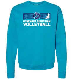 Teal Crewneck Sweatshirt (Covenant Christian Volleyball Design B)