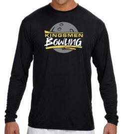 Black Long Sleeve Cooling Performance T-Shirt (Kingsmen Bowling Design B)
