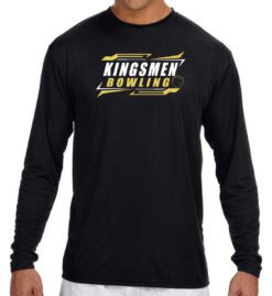 Black Long Sleeve Cooling Performance T-Shirt (Kingsmen Bowling Design C)
