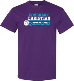 Purple Short Sleeve T-Shirt (Covenant Christian Basketball Design A)