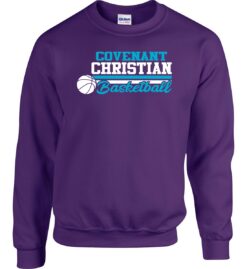 Purple Crewneck Sweatshirt (Covenant Christian Basketball Design A)