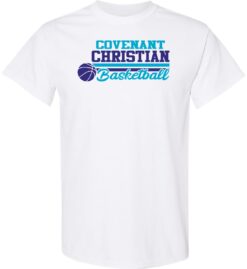 White Short Sleeve T-Shirt (Covenant Christian Basketball Design A)