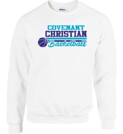 White Crewneck Sweatshirt (Covenant Christian Basketball Design A)