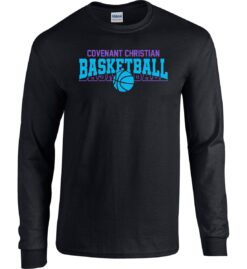 Black Long Sleeve T-Shirt (Covenant Christian Basketball Design B)