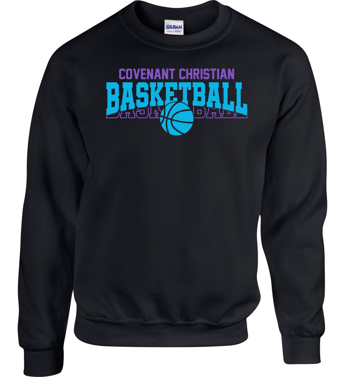 Black Crewneck Sweatshirt (Covenant Christian Basketball Design B)