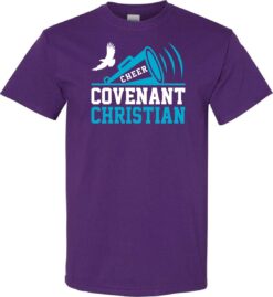 Purple Short Sleeve T-Shirt (Covenant Christian Cheer Design B)