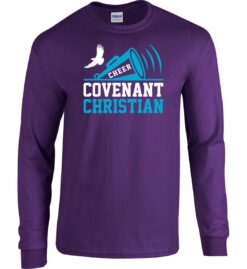 Purple Long Sleeve T-Shirt (Covenant Christian Cheer Design B)