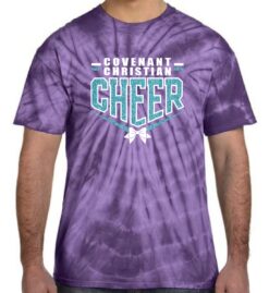 Spider Purple Short Sleeve Tie-Dyed T-Shirt (Covenant Christian Cheer Design A)