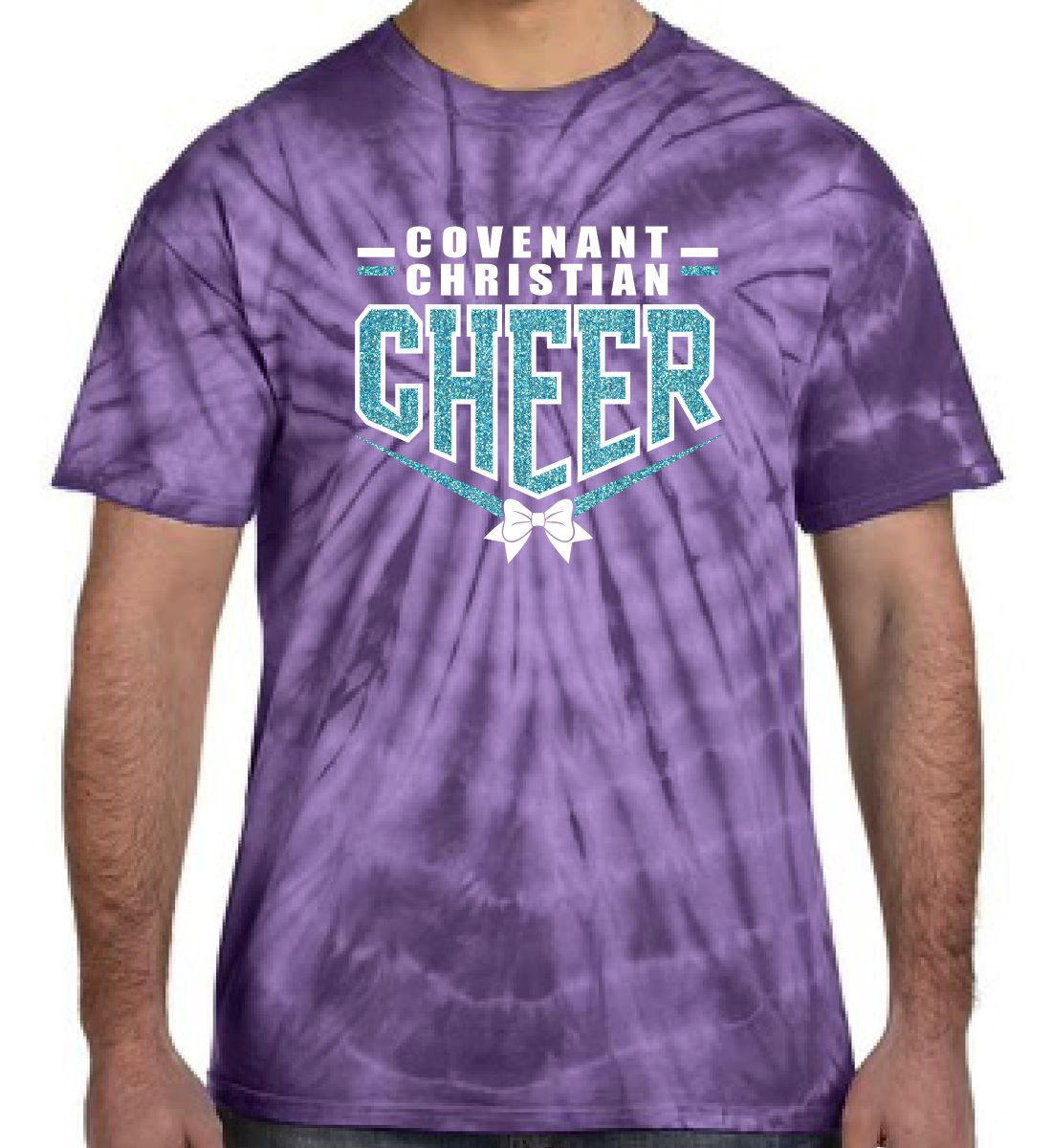 Spider Purple Short Sleeve Tie-Dyed T-Shirt (Covenant Christian Cheer Design A)