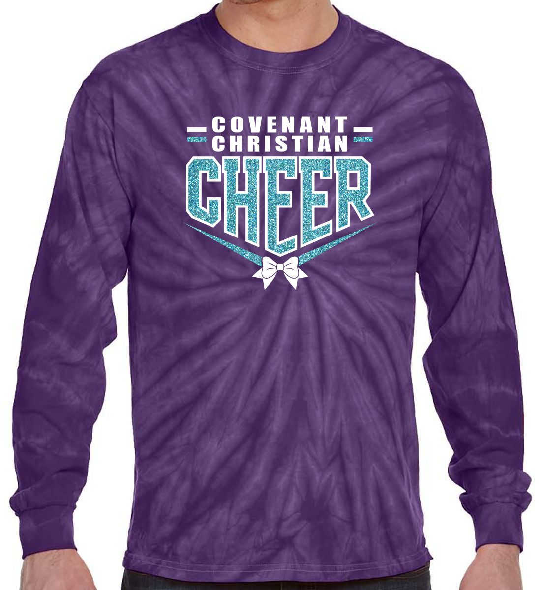 Spider Purple Long Sleeve Tie-Dyed T-Shirt (Covenant Christian Cheer Design A)