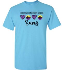 Sky Blue Short Sleeve T-Shirt (Horizon Design E)