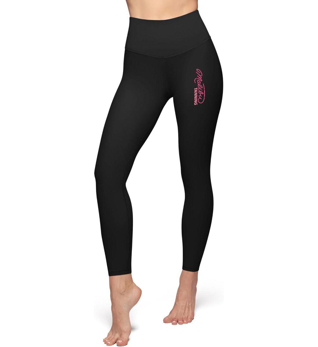 Women's Black High Waist Leggings (Malibu Tanning)