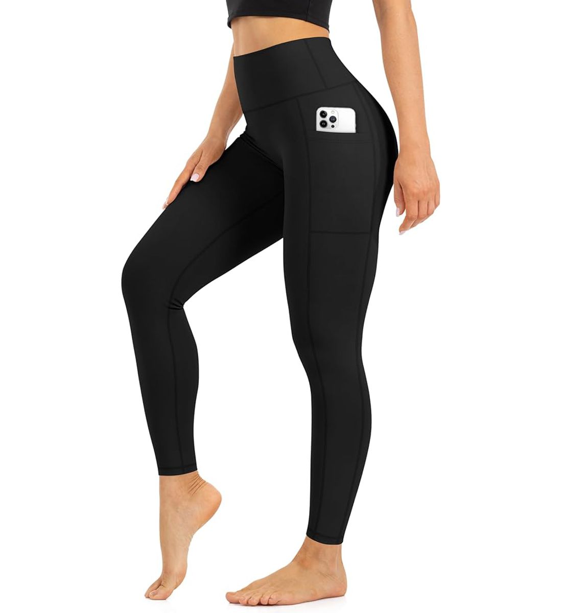Women's Black High Waist Leggings (Malibu Tanning) - Image 2