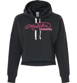 Women's Black Crop Hooded Sweatshirt (Malibu Tanning)
